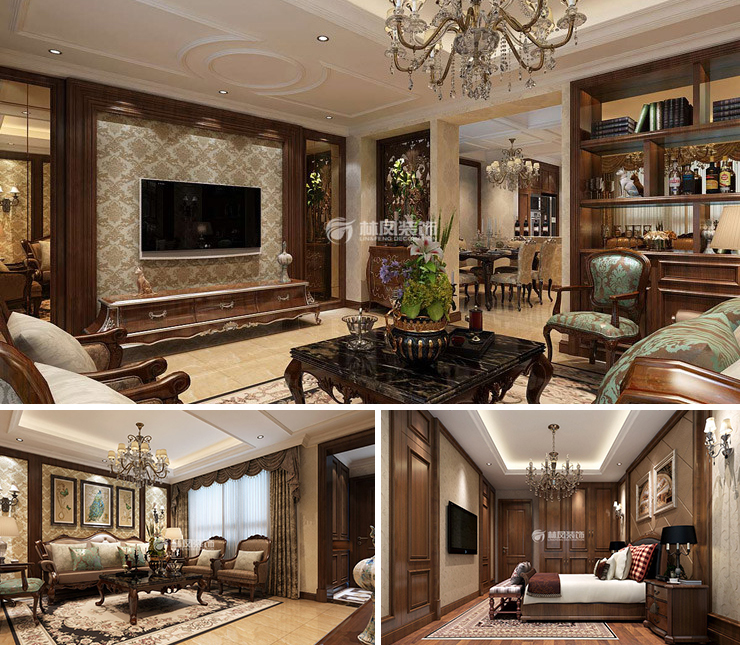 孔雀城新京學府270平歐式風格裝修效果圖