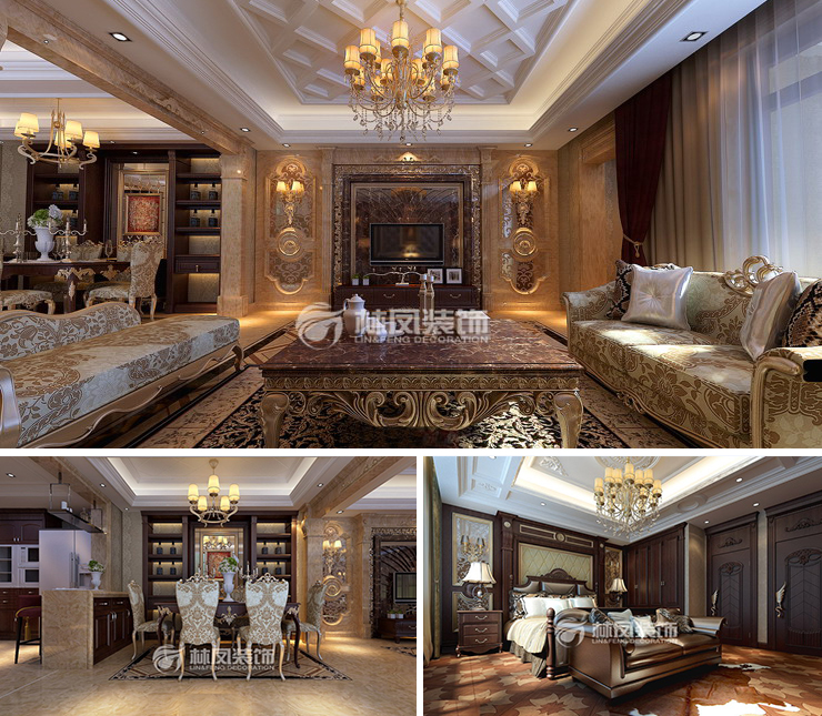 孔雀城新京學府270平美式風格裝修效果圖