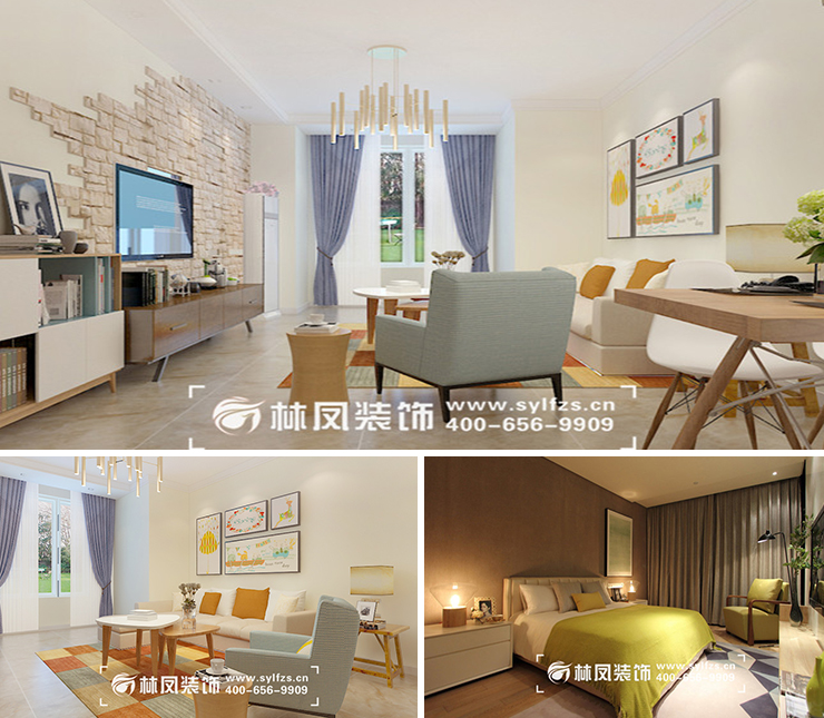 浦江御景灣110平北歐風格裝修效果圖