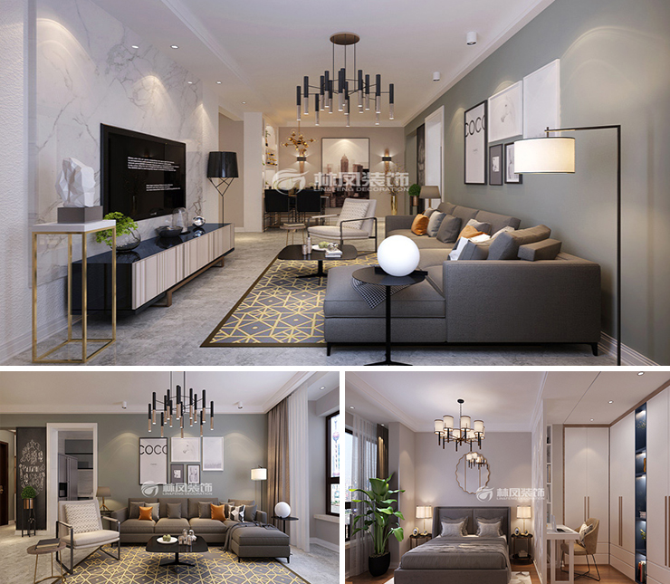 萬科翡翠濱江110平現(xiàn)代風格裝修效果圖