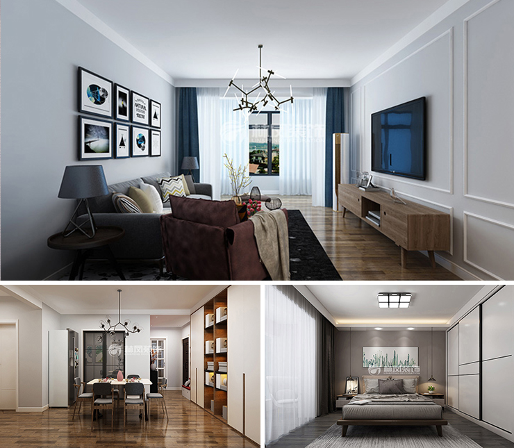 萬科翡翠濱江 130平北歐風格裝修效果圖