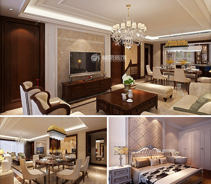 城建萬(wàn)科翡翠書(shū)院140平輕奢風(fēng)格裝修效果圖