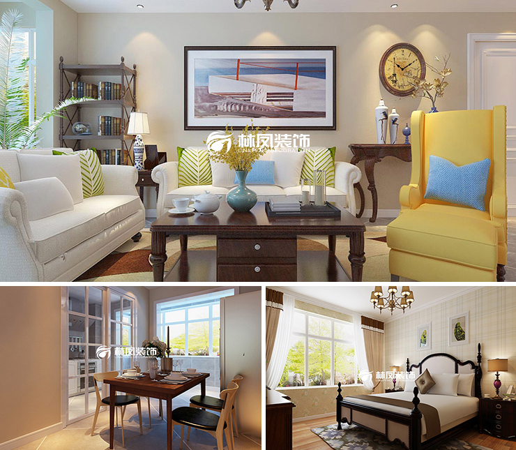 大都會公元135平美式風格裝修效果圖