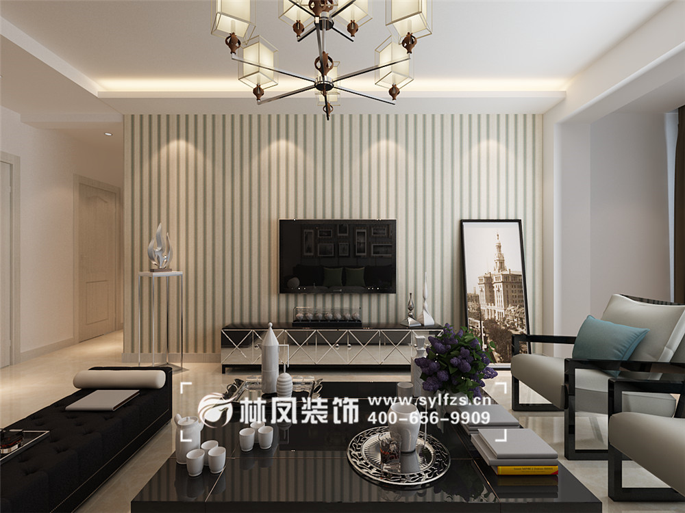 碧桂園繁華里-135平-現(xiàn)代風格-電視背景墻.jpg